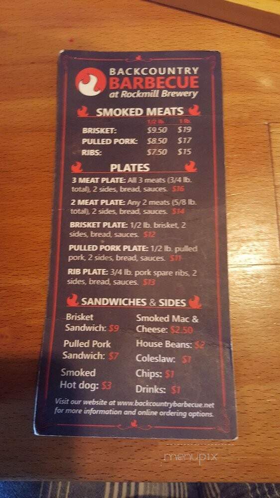 Backcountry Barbecue - Logan, OH menu_pic