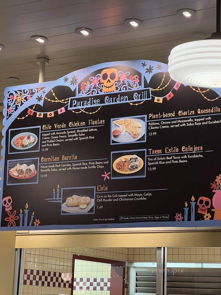 Paradise Garden Grill - Anaheim, CA menu_pic