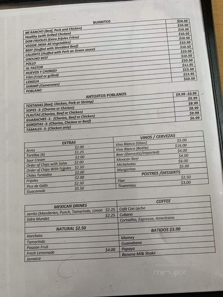 Mi Rancho Mexican Grill - Miami, FL menu_pic