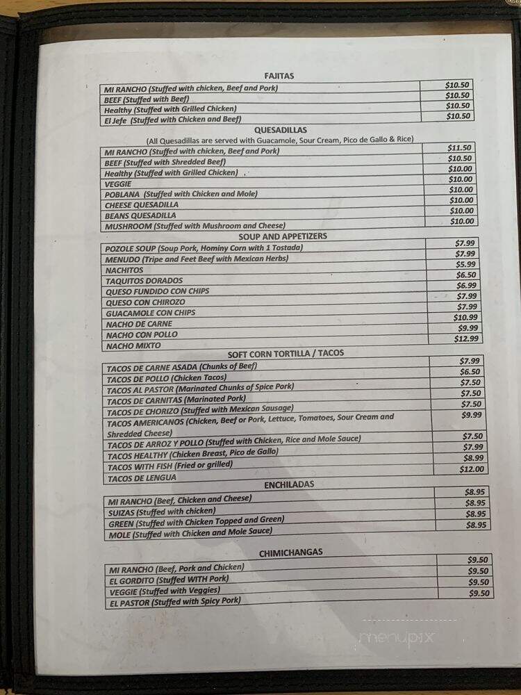 Mi Rancho Mexican Grill - Miami, FL menu_pic