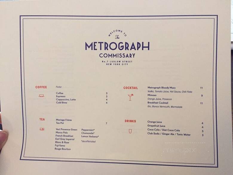 The Metrograph Commissary - New York, NY menu_pic