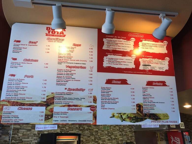 Gorditas Dona Tota - Brownsville, TX menu_pic
