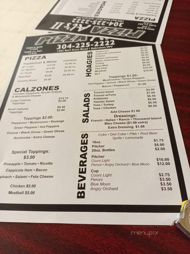 Pizza Al's II - Morgantown, WV menu_pic