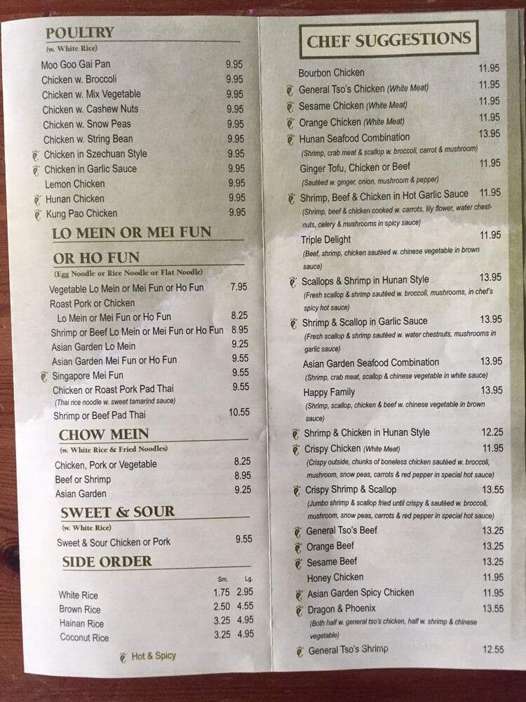 Asian Garden - Lititz, PA menu_pic