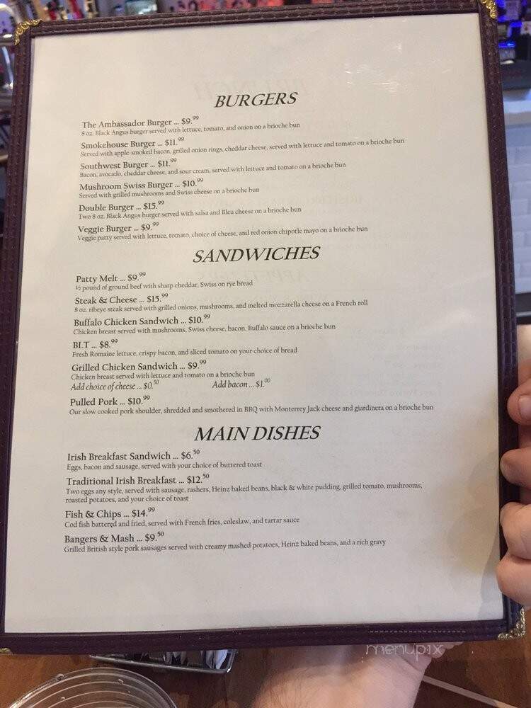 The Ambassador Public House - Chicago, IL menu_pic