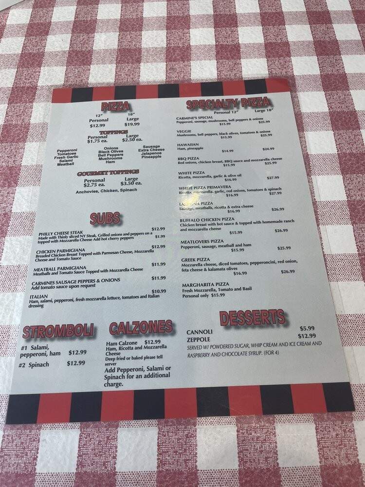Carmine's Pizza Kitchen - Las Vegas, NV menu_pic