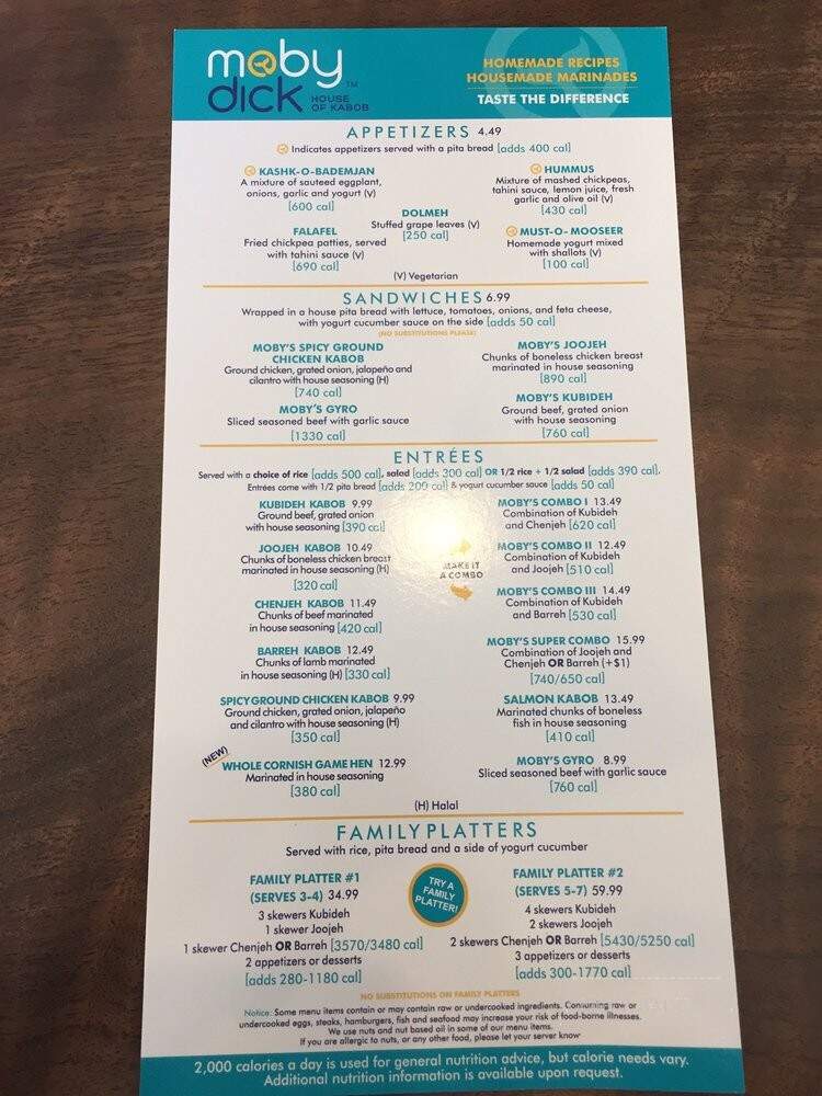 Moby Dick House of Kabob - Springfield, VA menu_pic