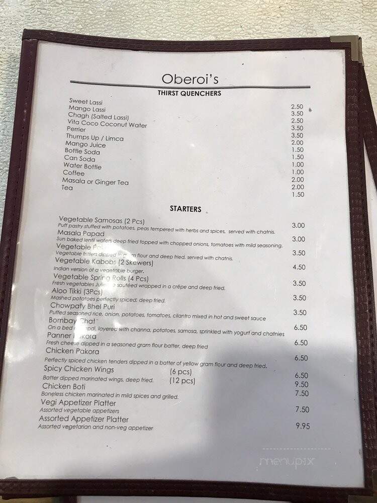 Oberois Indian Food - Chicago, IL menu_pic