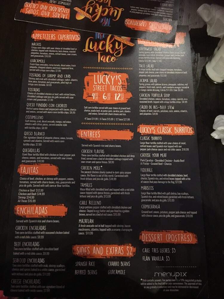 The Lucky Taco - Riverside, MO menu_pic