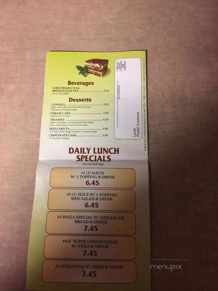 Ray's Pizzaria - San Antonio, TX menu_pic