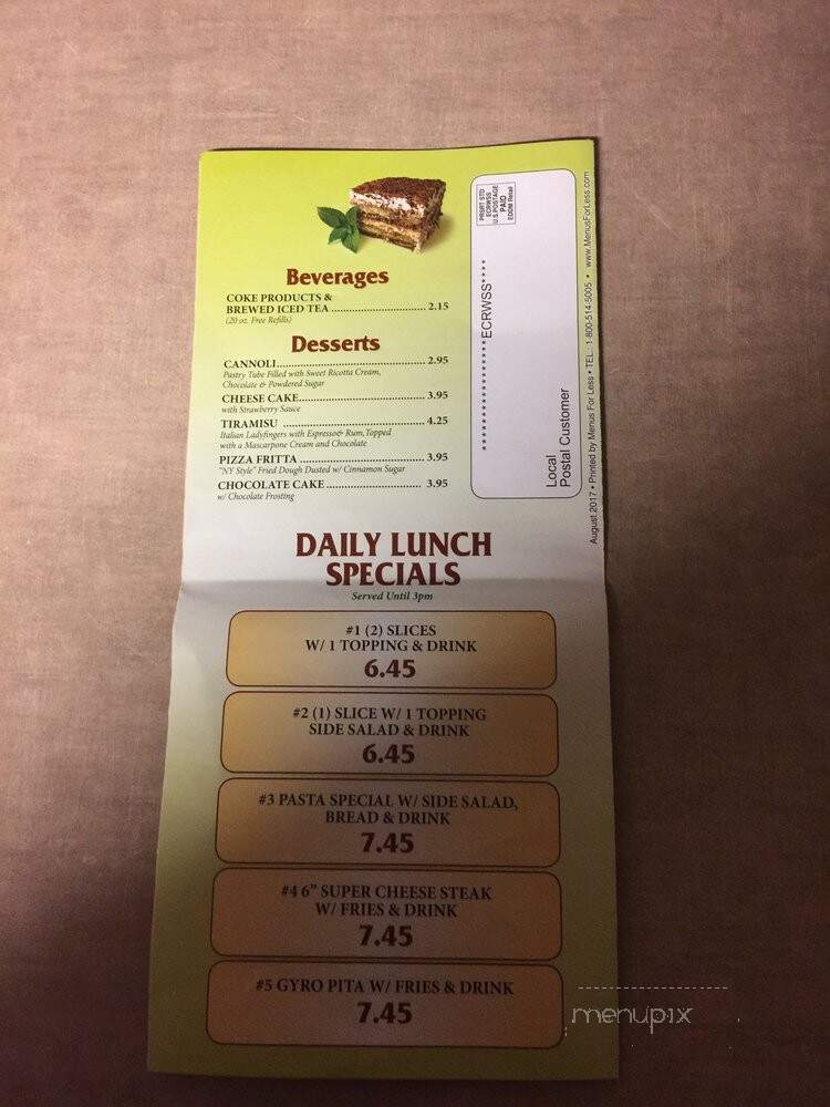 Ray's Pizzaria - San Antonio, TX menu_pic