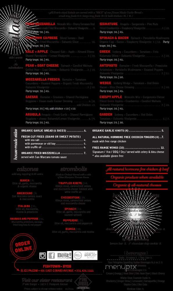 Slice - Philadelphia, PA menu_pic