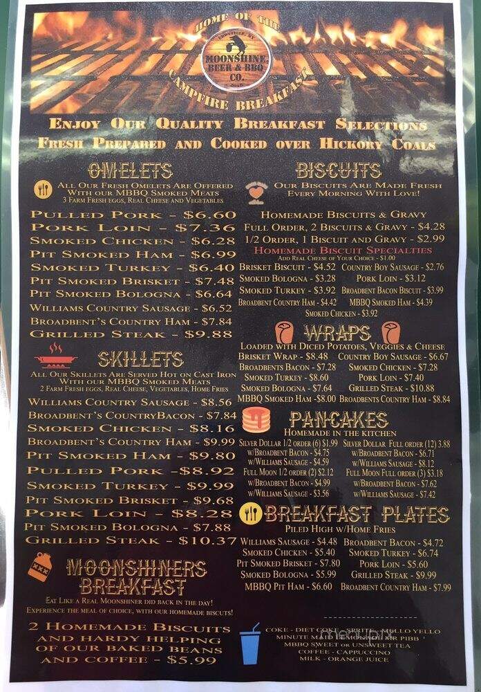 Moonshine, Beer & BBQ Co. - Eddyville, KY menu_pic