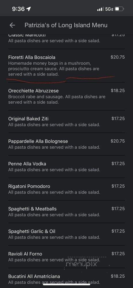 Patrizia's of Long Island - Hicksville, NY menu_pic