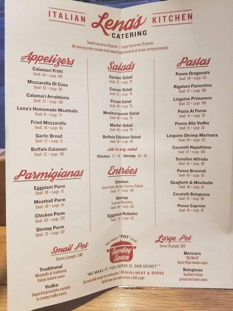 Lena's Italian Kitchen - New York, NY menu_pic