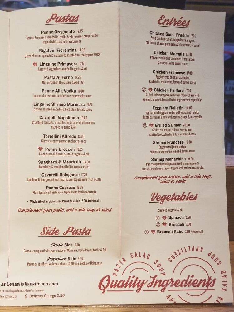 Lena's Italian Kitchen - New York, NY menu_pic