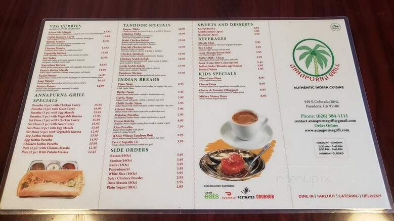 Annapurna Grill - Pasadena, CA menu_pic