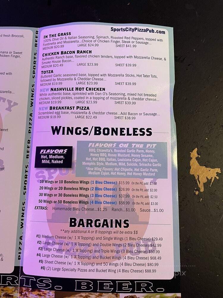 Sports City Pizza Pub - Buffalo, NY menu_pic