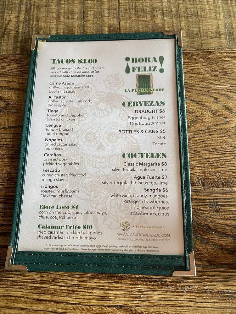 La Puerta Verde - Washington, DC menu_pic