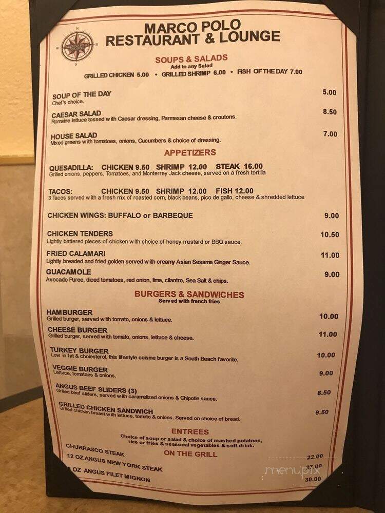 Marco Polo Lounge - Sunny Isles Beach, FL menu_pic
