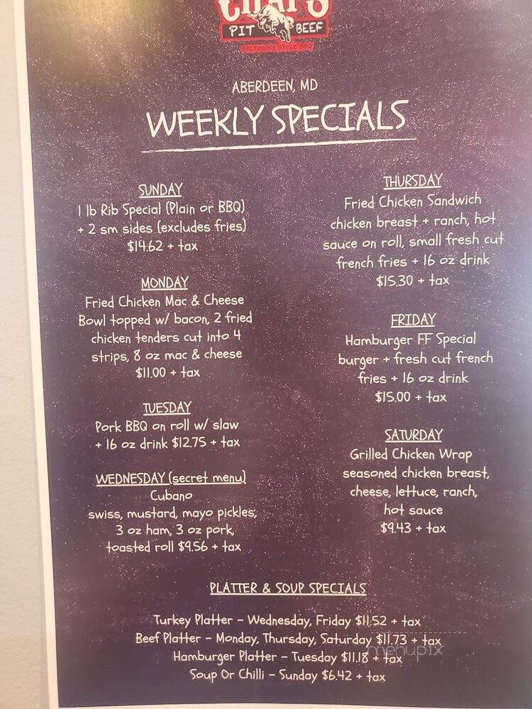 Chaps Pit Beef - Aberdeen, MD menu_pic