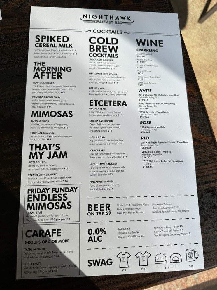 Nighthawk: Breakfast Bar - Venice, CA menu_pic