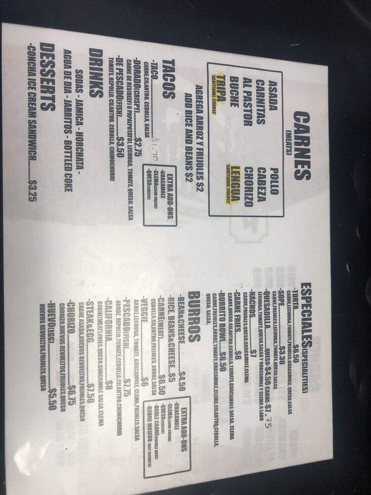 Taqueria Jalapenos - Santa Ana, CA menu_pic