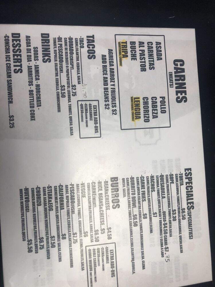 Taqueria Jalapenos - Santa Ana, CA menu_pic