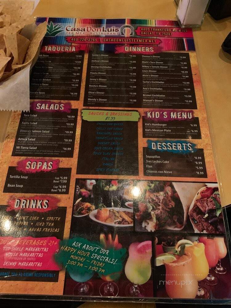 Casa Don Luis Tex Mex - Dallas, TX menu_pic