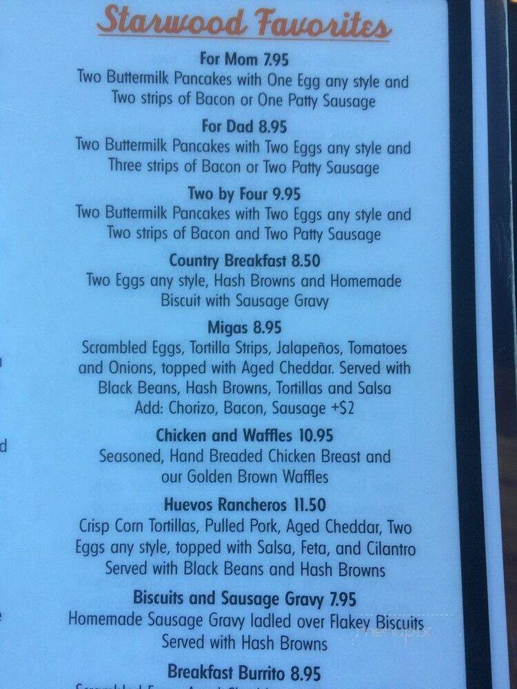 Starwood Cafe - McKinney, TX menu_pic
