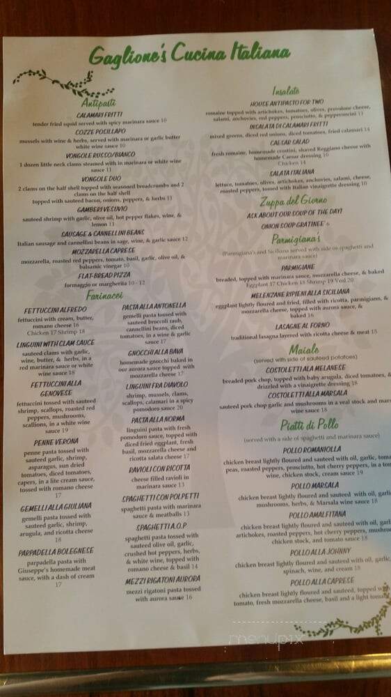 Gagliones - Wind Gap, PA menu_pic