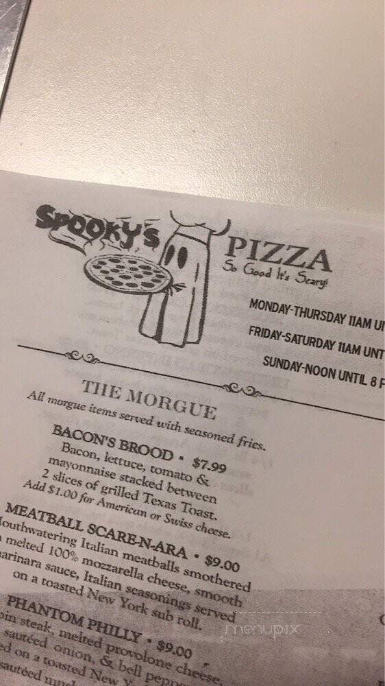 Spookys Pizza - Murfreesboro, TN menu_pic