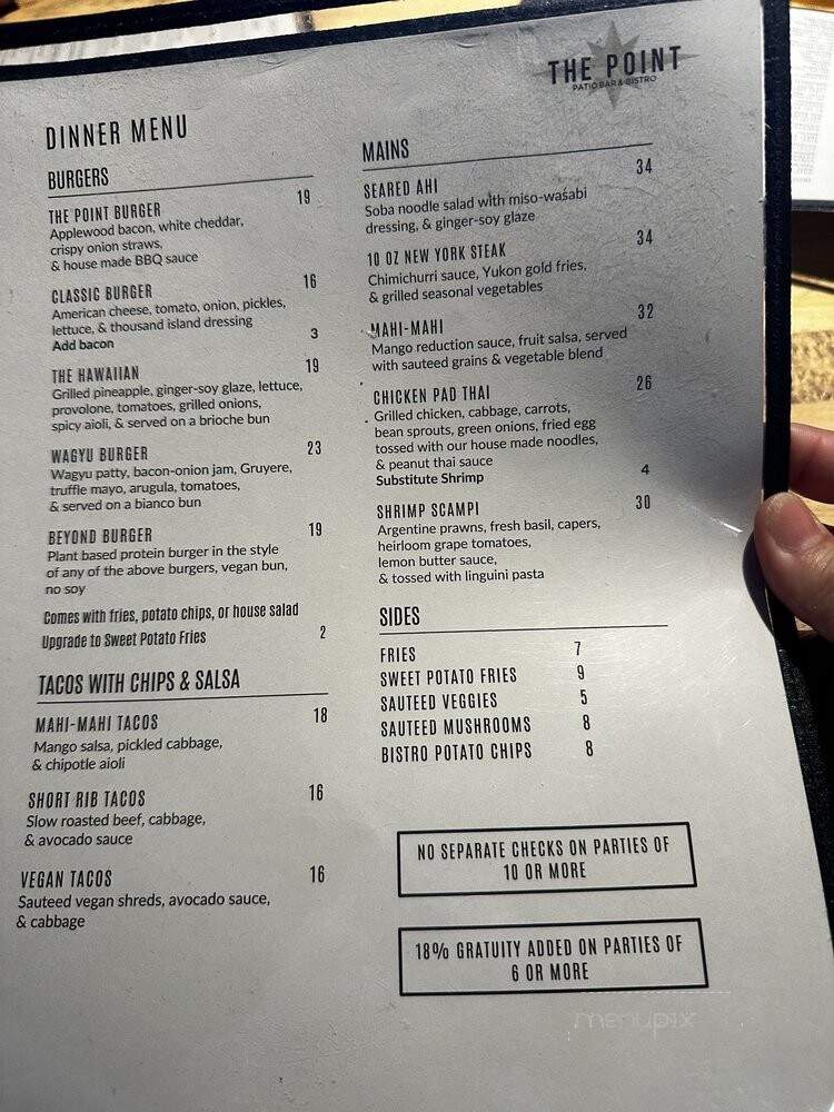 The Point Patio Bar & Bistro - Fresno, CA menu_pic