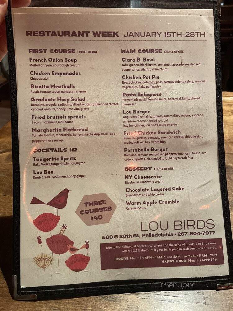Lou Bird's - Philadelphia, PA menu_pic