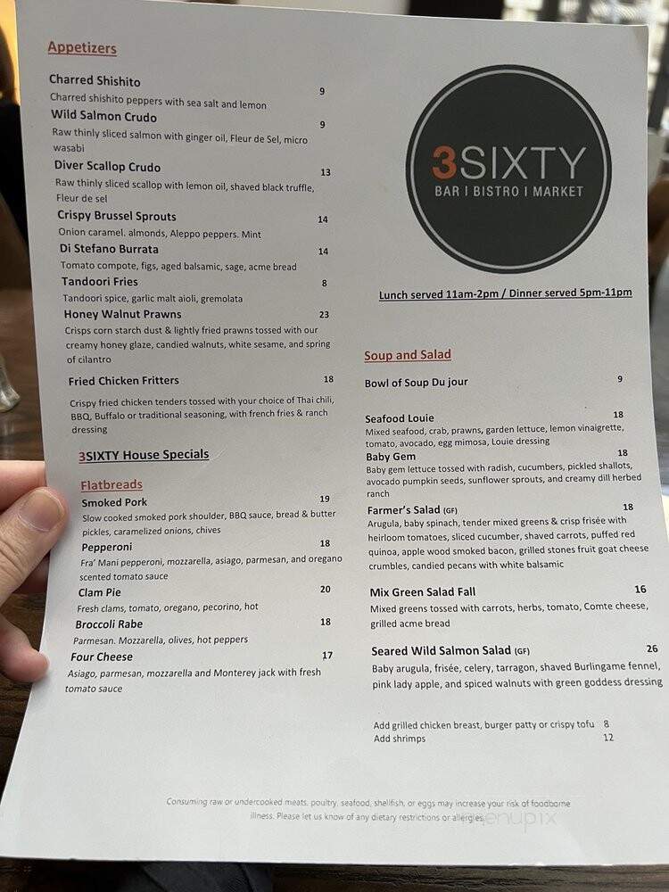 3SIXTY - Burlingame, CA menu_pic