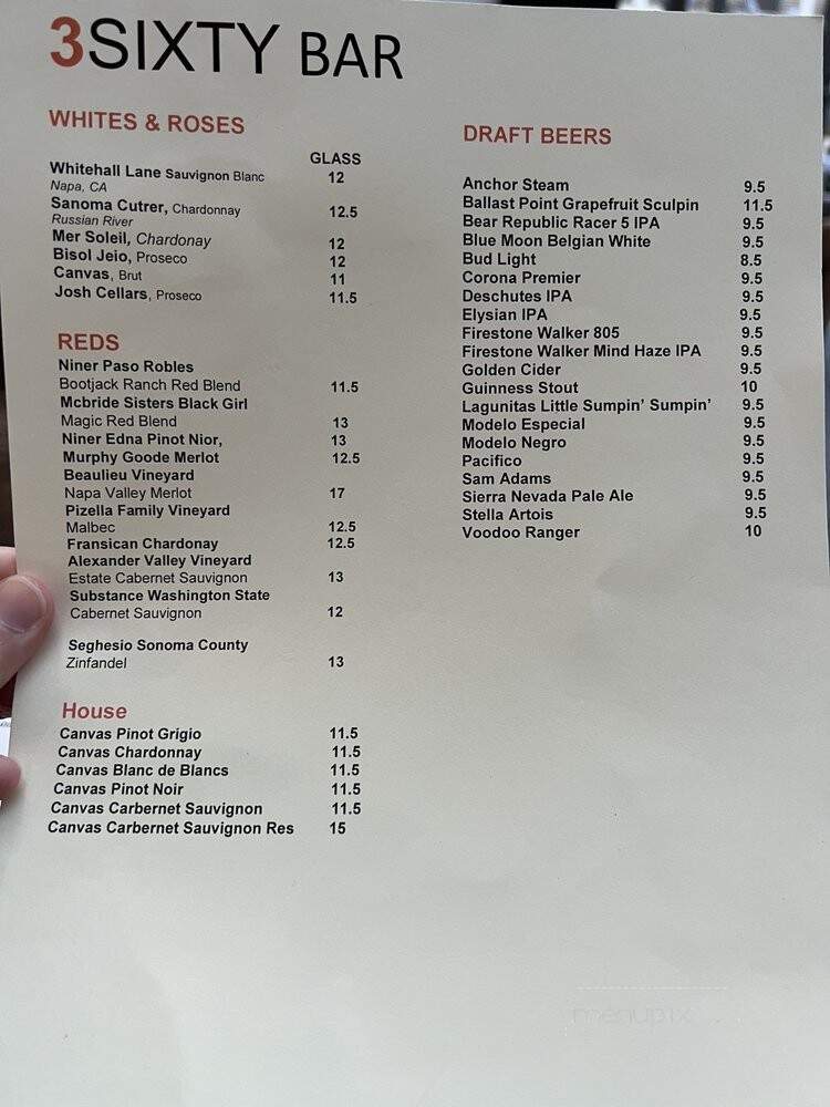 3SIXTY - Burlingame, CA menu_pic