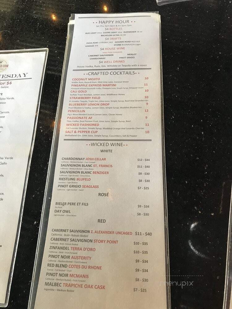 Wicked Cow Burgers and Brews - Upland, CA menu_pic