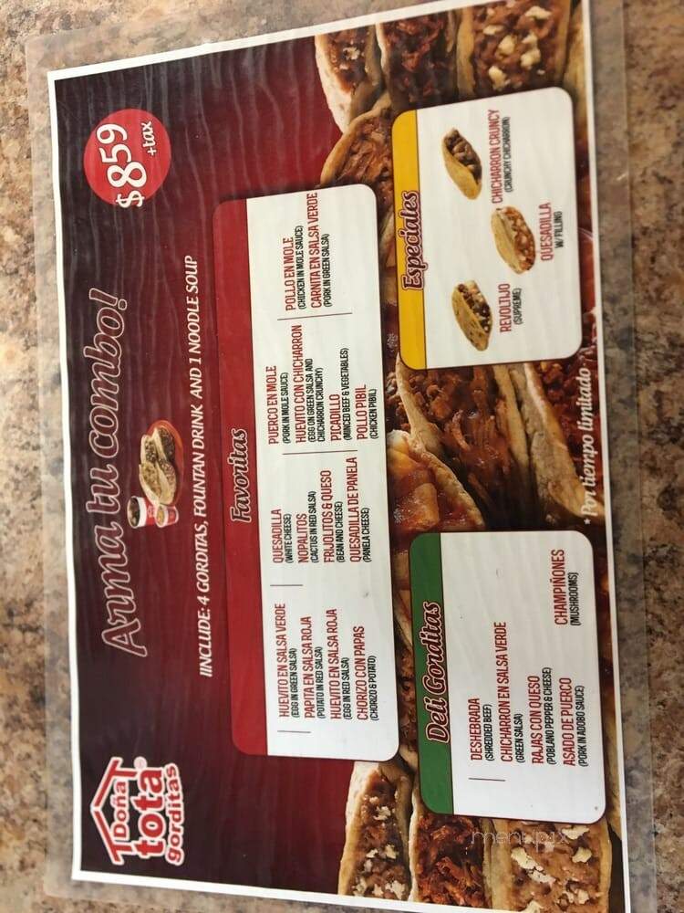 Gorditas Dona Tota Harlingen - Harlingen, TX menu_pic