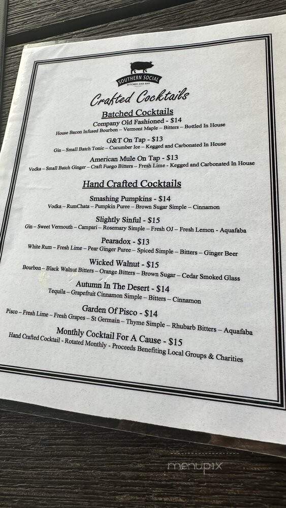 Southern Social - Vero Beach, FL menu_pic