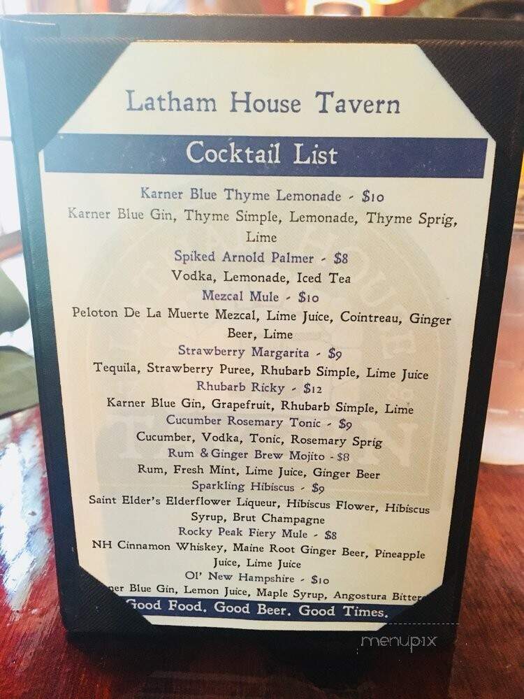 Latham House Tavern - Lyme, NH menu_pic