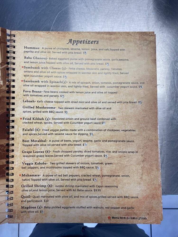 Ali Baba Grill - Boulder, CO menu_pic
