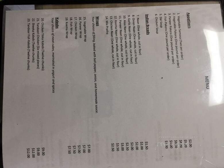 Sanji Rasoi - Yuba City, CA menu_pic