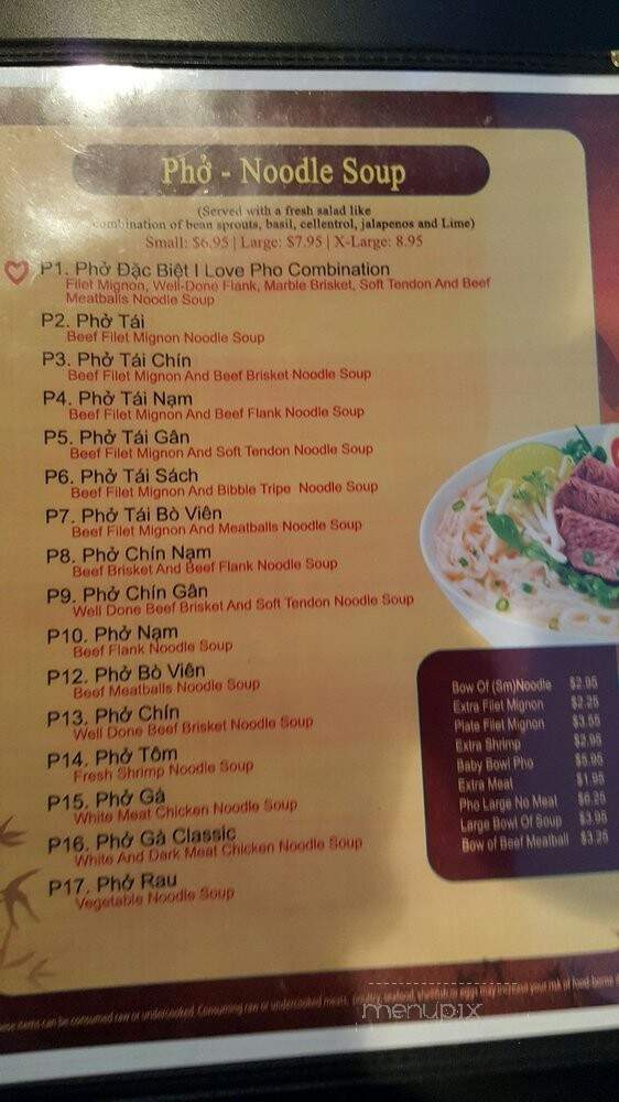 I Love Pho - Dallas, TX menu_pic