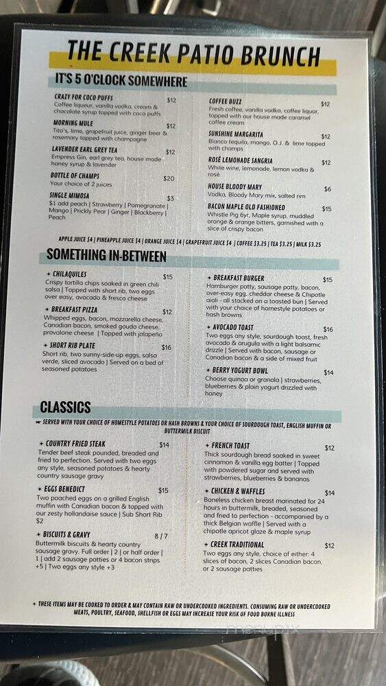 The Creek Patio Grill - Cave Creek, AZ menu_pic