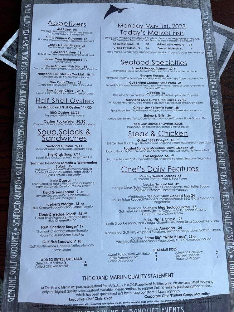 The Grand Marlin - Panama City, FL menu_pic