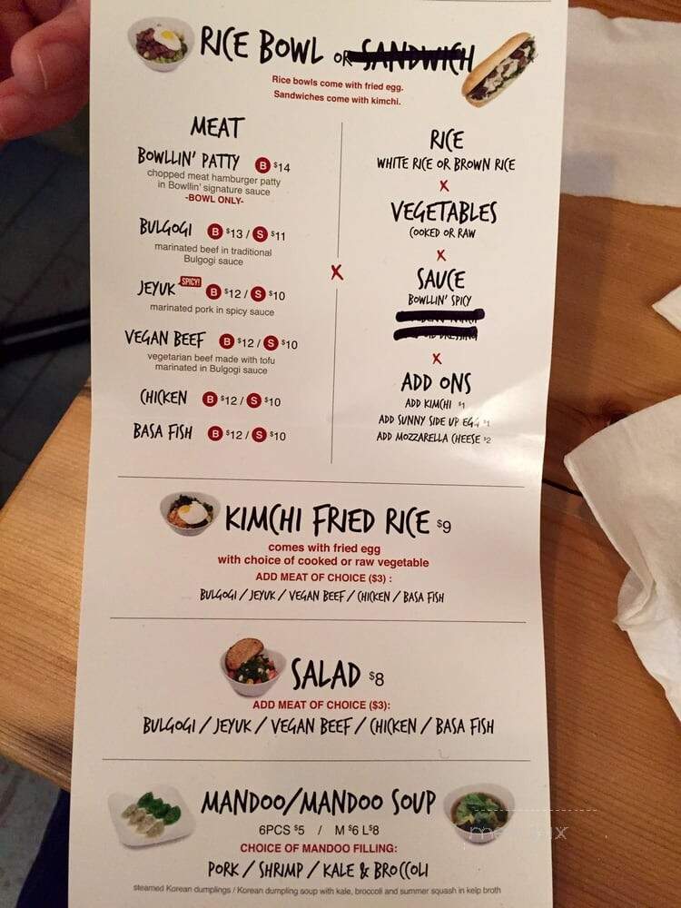 Bowllin' - New York, NY menu_pic