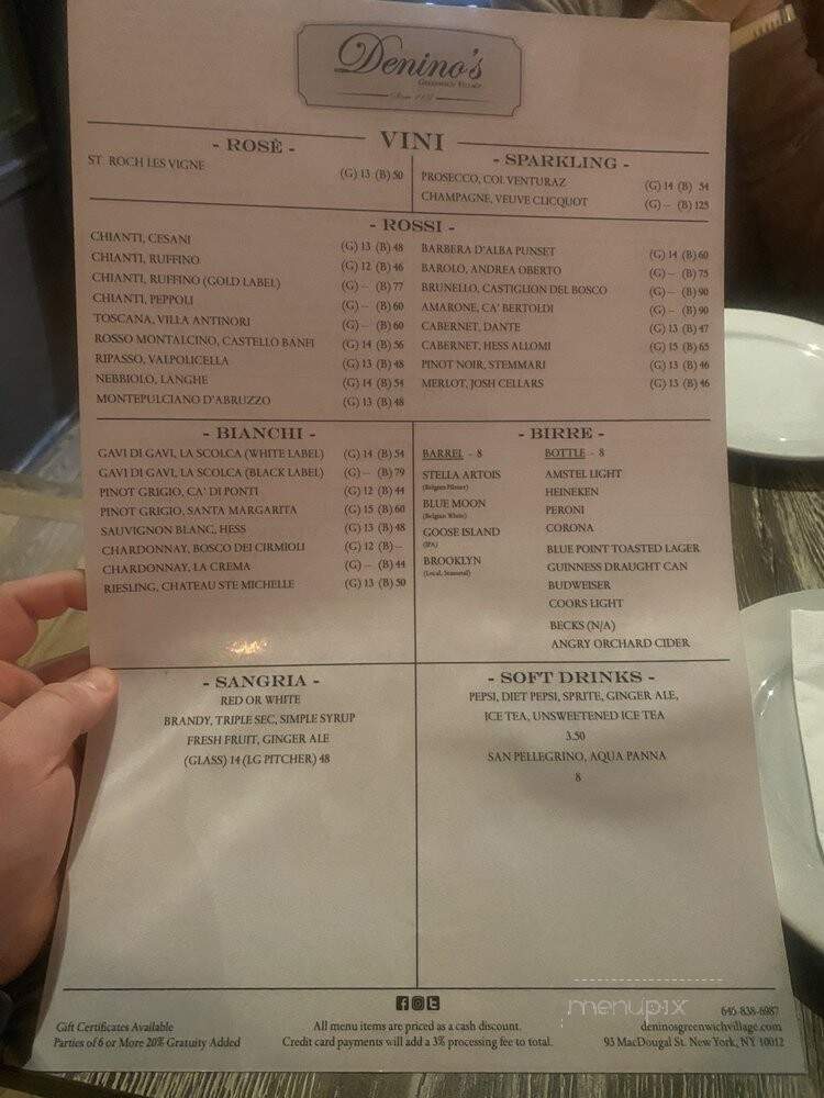 Denino's Greenwich Village - New York, NY menu_pic