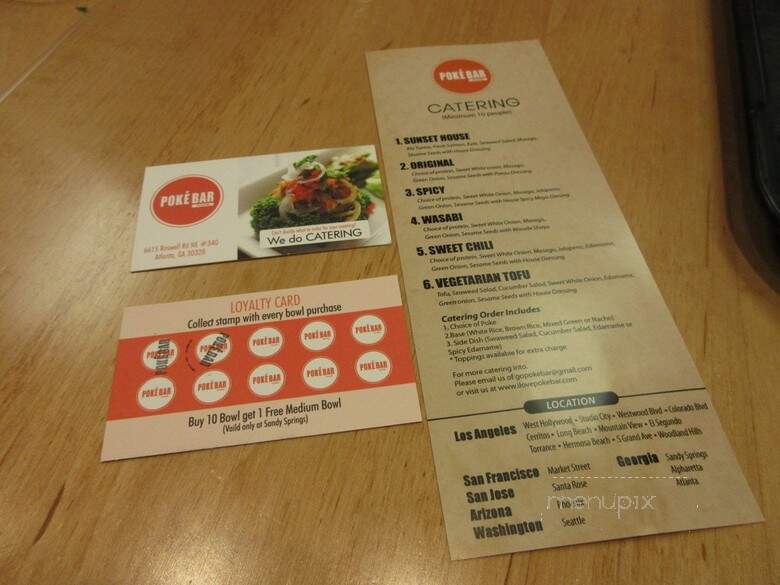 Poke Bar - Sandy Springs, GA menu_pic
