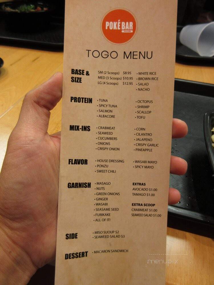 Poke Bar - Sandy Springs, GA menu_pic