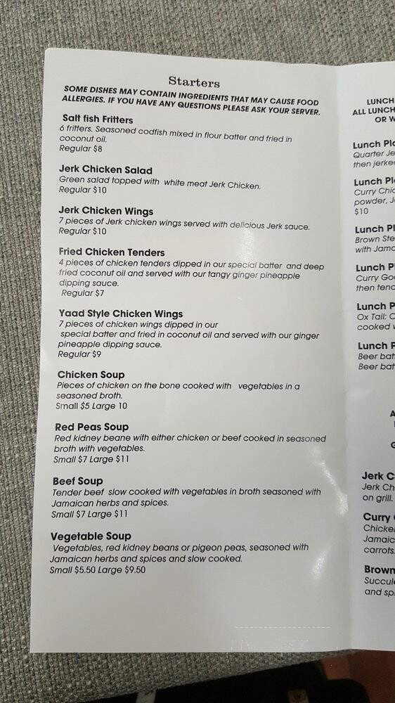 Yaad Style Jamaican Cuisine - Portland, OR menu_pic